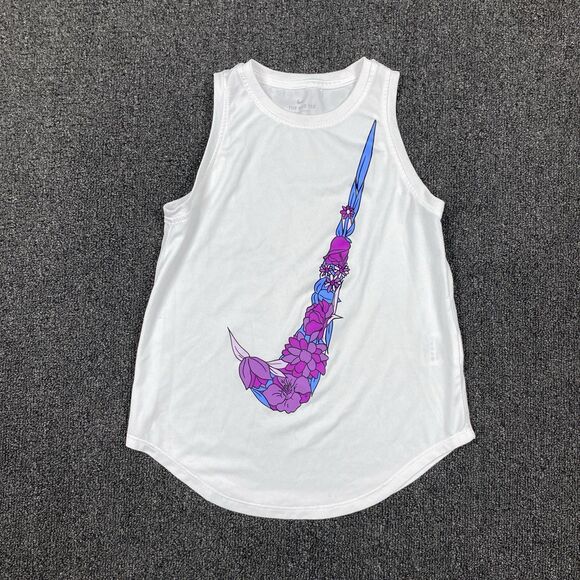 Nike Dri-FIT Victory Legend Tank Top Girls White Big Logo DQ4381-100 Size Medium - Picture 1 of 4